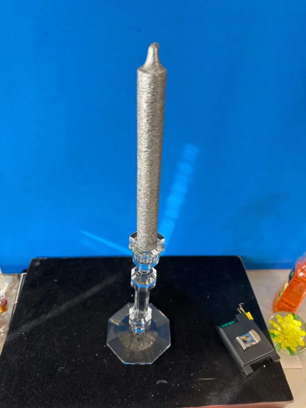Vintage Val St. Lambert Gardenia style crystal candlestick